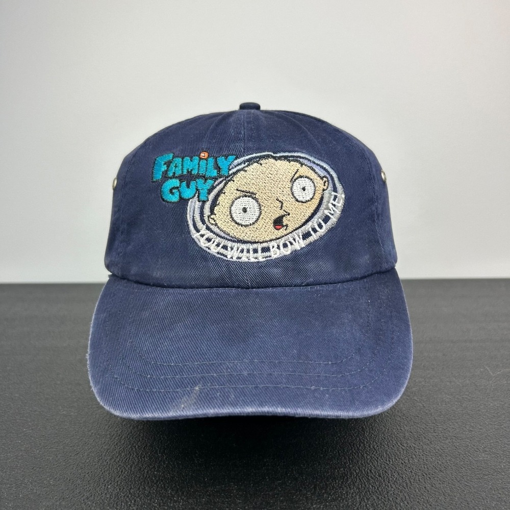 Vintage 90s Family Guy Hat Cap Strap Back Adjustable Navy Blue 1999 Stewie Promo